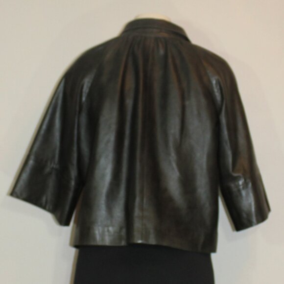 Marc.a.Dolchi leather 3/4 sleeve brown 1 button design lined jacket size Medium - Picture 4 of 8